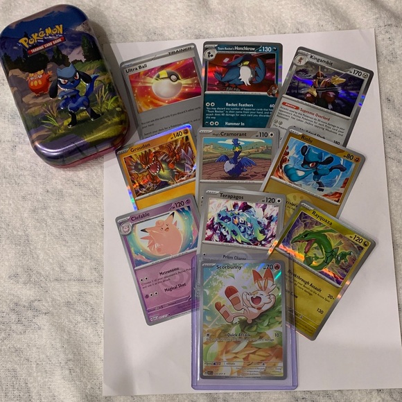 Pokemon Other - Pokemon Trading Cards Set with Tin - Blue, Red, Gold